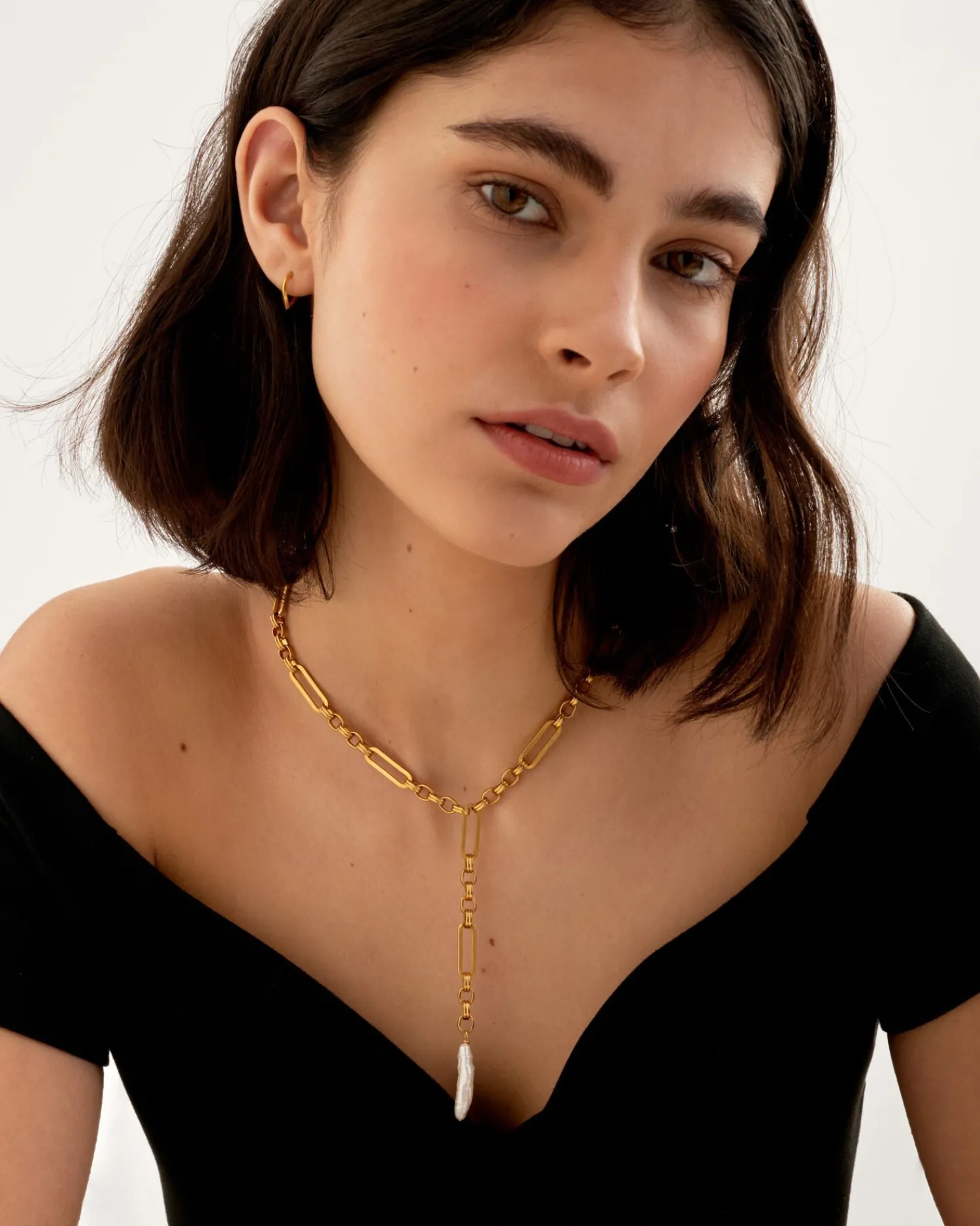 Katie Loxton Allure Waterproof Gold Pearl Lariat Necklace New