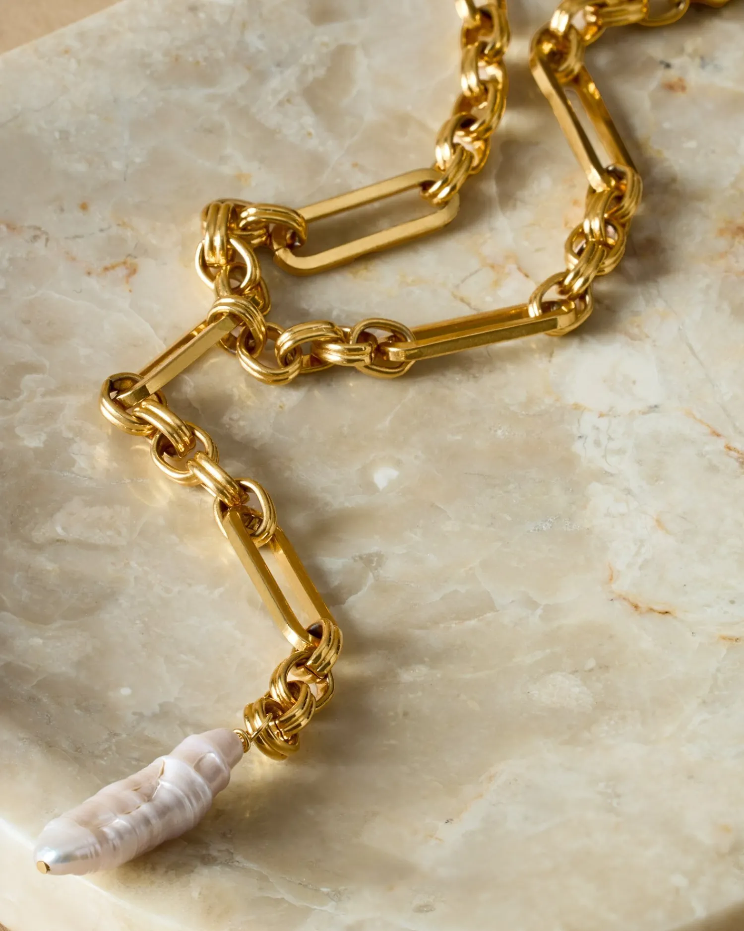 Katie Loxton Allure Waterproof Gold Pearl Lariat Necklace New