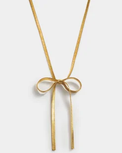 Katie Loxton Amelie Waterproof Gold Bow Necklace Clearance