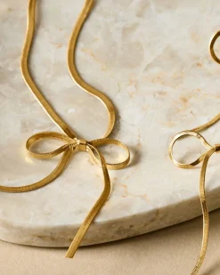Katie Loxton Amelie Waterproof Gold Bow Necklace Clearance