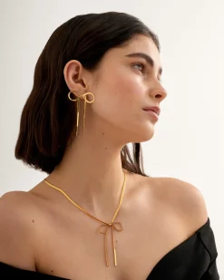 Katie Loxton Amelie Waterproof Gold Bow Oversized Earrings Sale