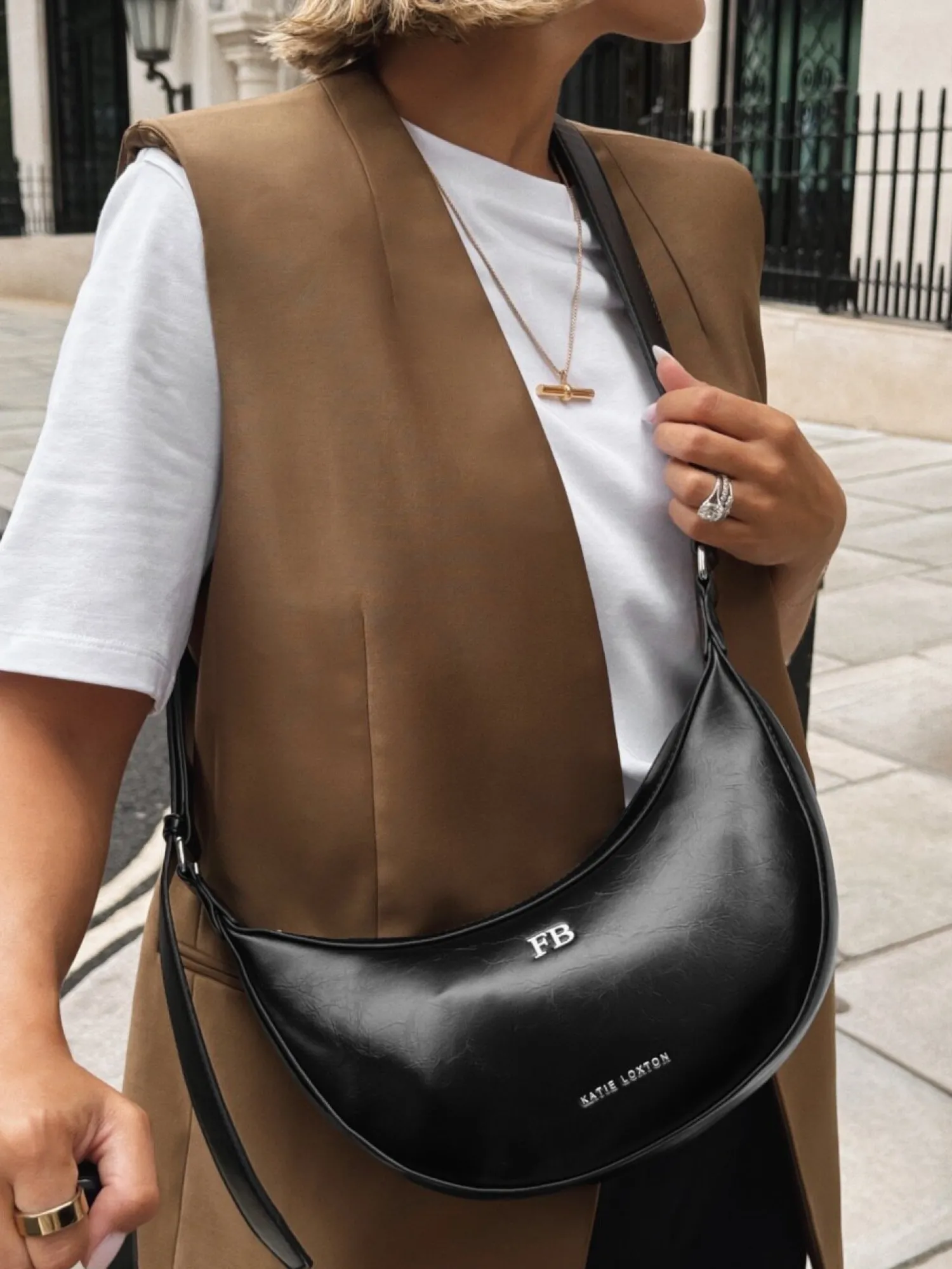 Katie Loxton Amina Patent Crackle Sling Bag Black Sale
