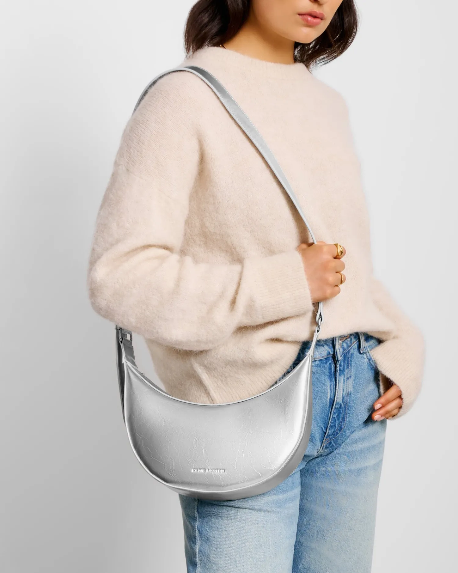 Katie Loxton Amina Patent Crackle Sling Bag Silver Outlet