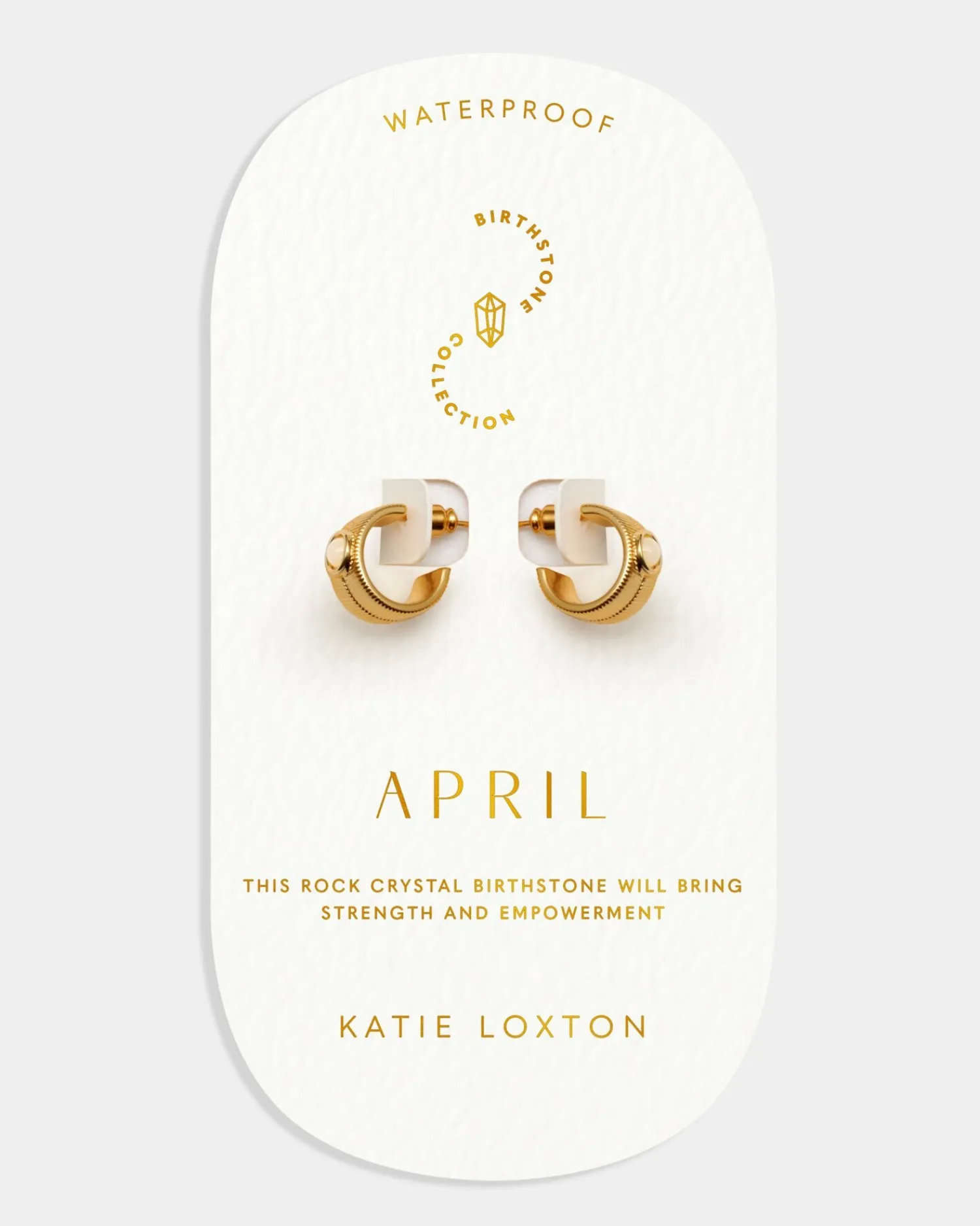 Katie Loxton ' Waterproof Gold Birthstone Hoop Earrings April New