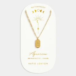 Katie Loxton Aquarius' Waterproof Gold Zodiac Necklace 20th Jan 18th Feb New