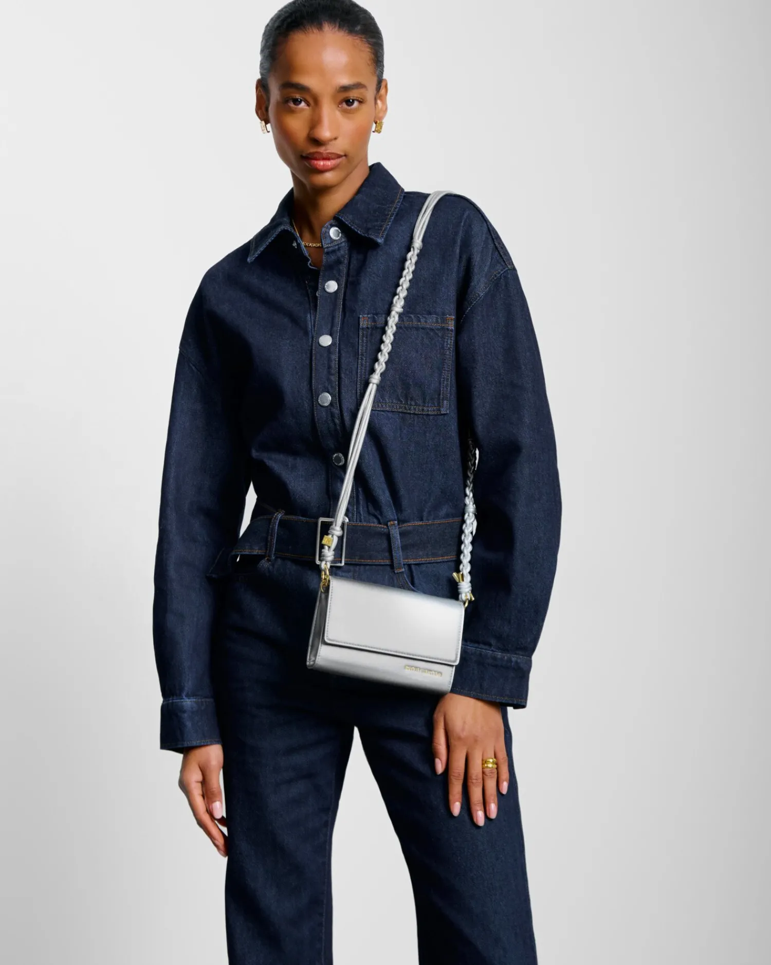 Katie Loxton Arden Braided Mini Bag Silver Clearance