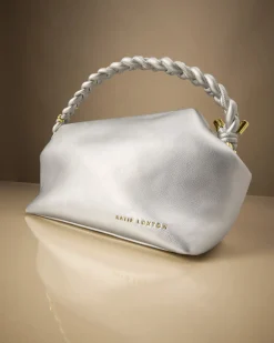 Katie Loxton Arden Braided Top Handle Bag Silver Outlet