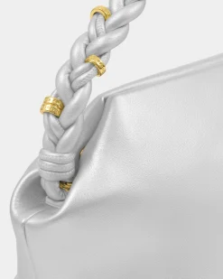 Katie Loxton Arden Braided Top Handle Bag Silver Outlet