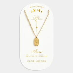Katie Loxton Aries' Waterproof Gold Zodiac Necklace 21st Mar 19th Apr New