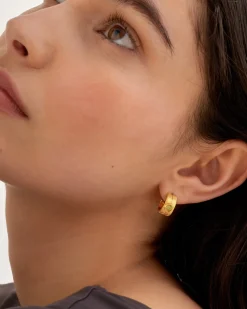 Katie Loxton ' Waterproof Gold Birthstone Hoop Earrings August New