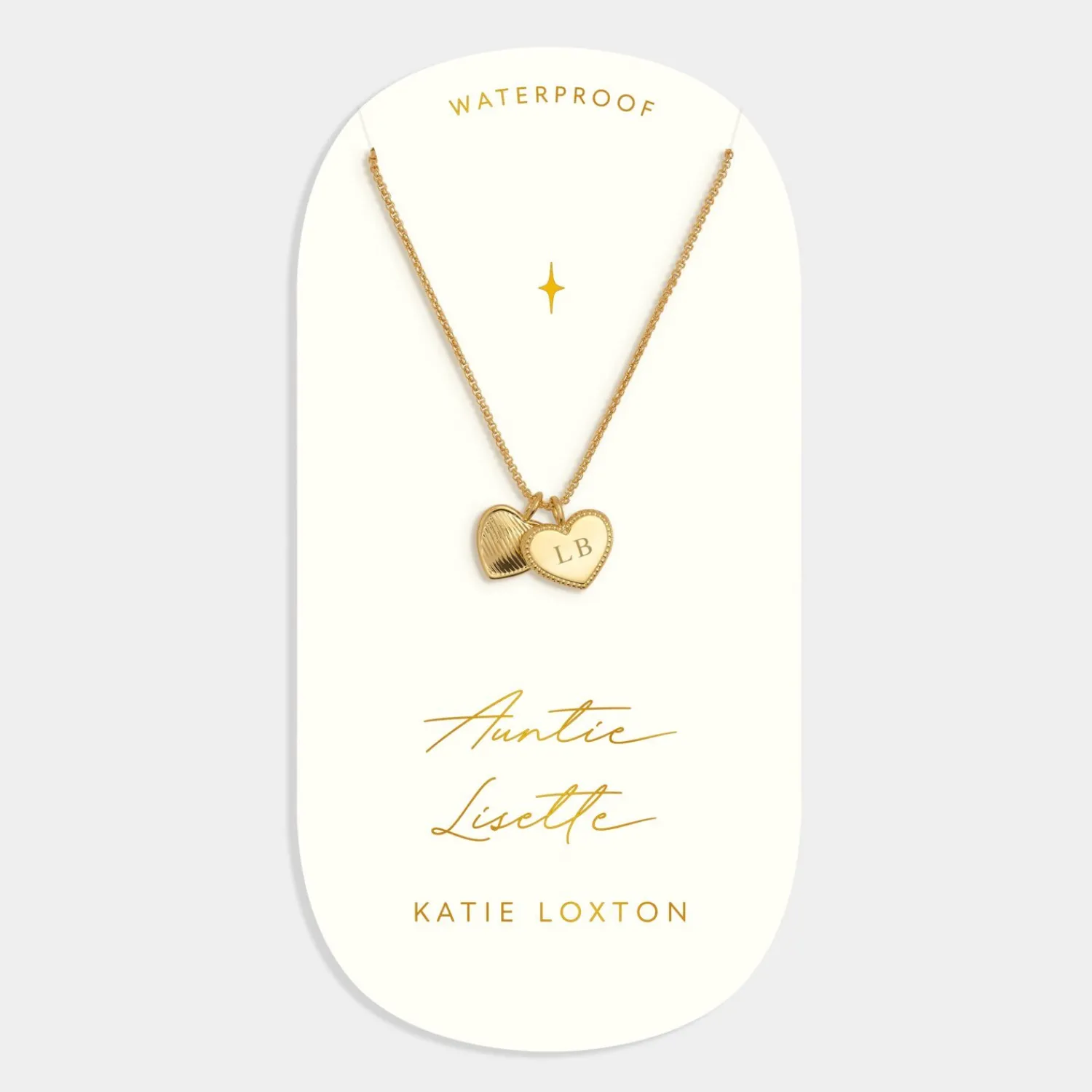 Katie Loxton Auntie' Waterproof Gold Sentiment Necklace Clearance