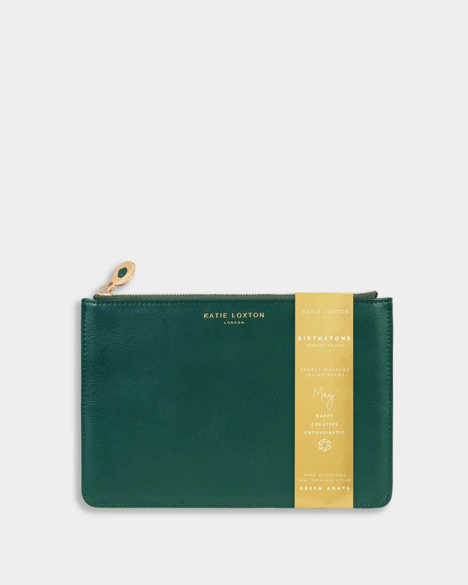 Katie Loxton Birthstone Perfect Pouch '' Agate in Dark Green May Best