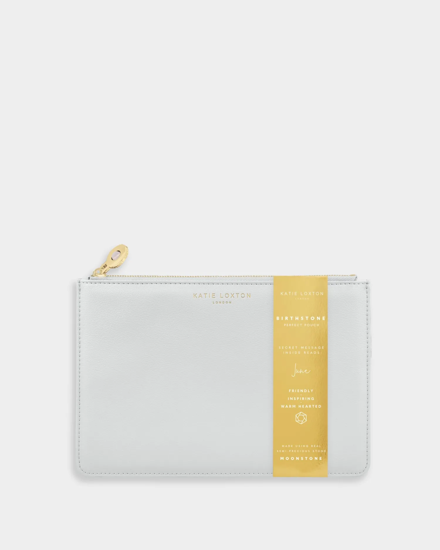 Katie Loxton Birthstone Perfect Pouch '' Moonstone in Pale Grey June Clearance