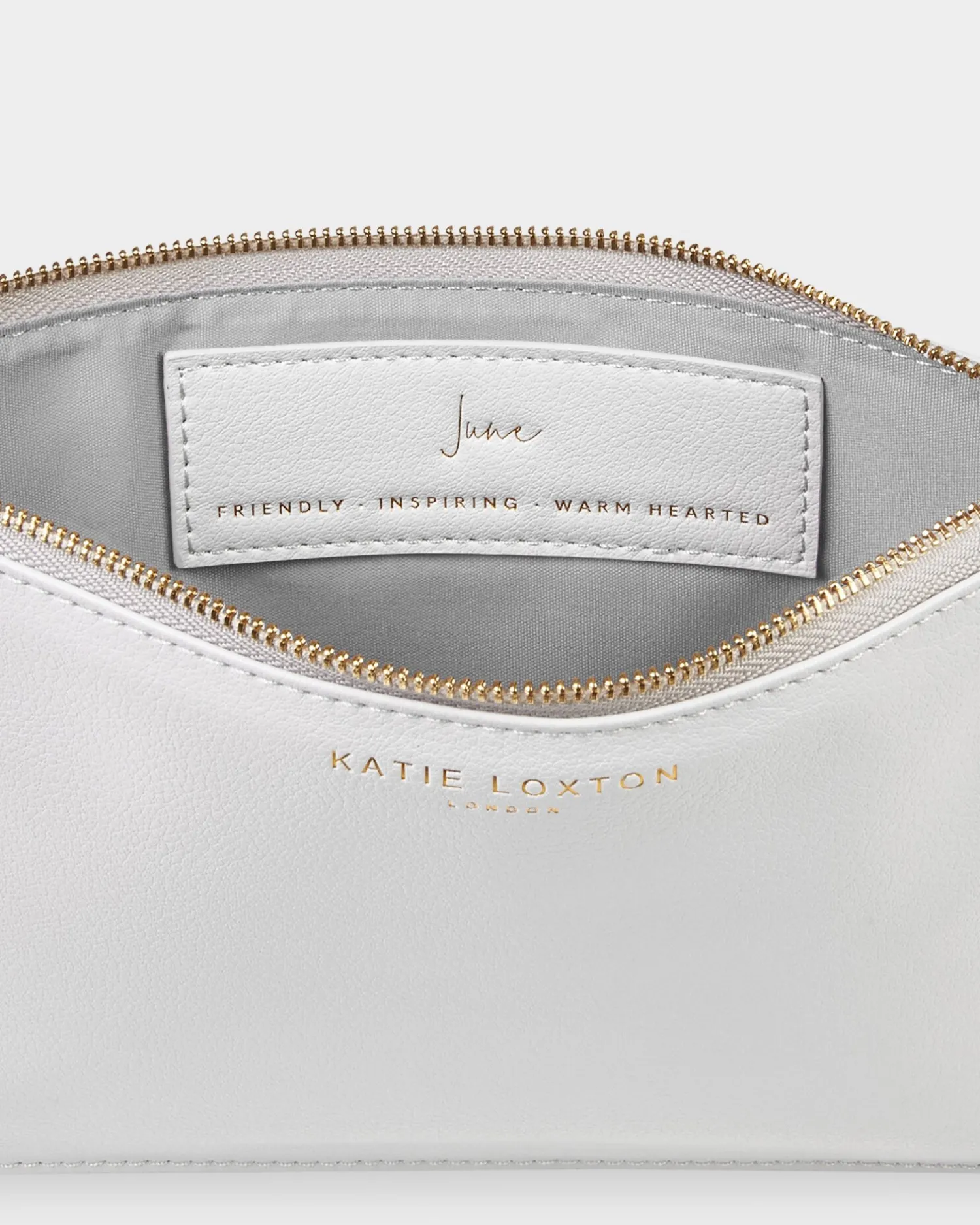 Katie Loxton Birthstone Perfect Pouch '' Moonstone in Pale Grey June Clearance