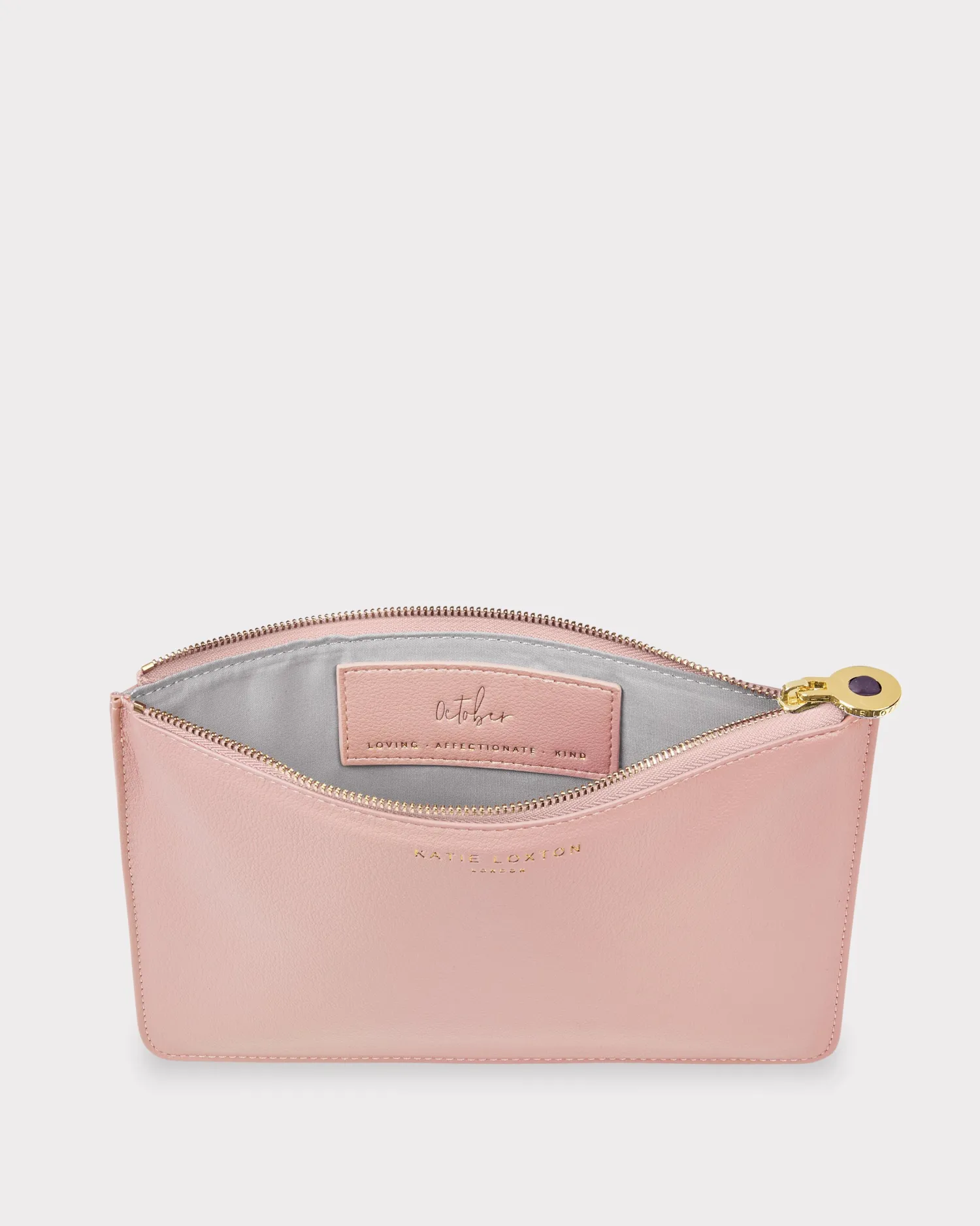 Katie Loxton Birthstone Perfect Pouch '' Tourmaline in Dusty Pink October Sale