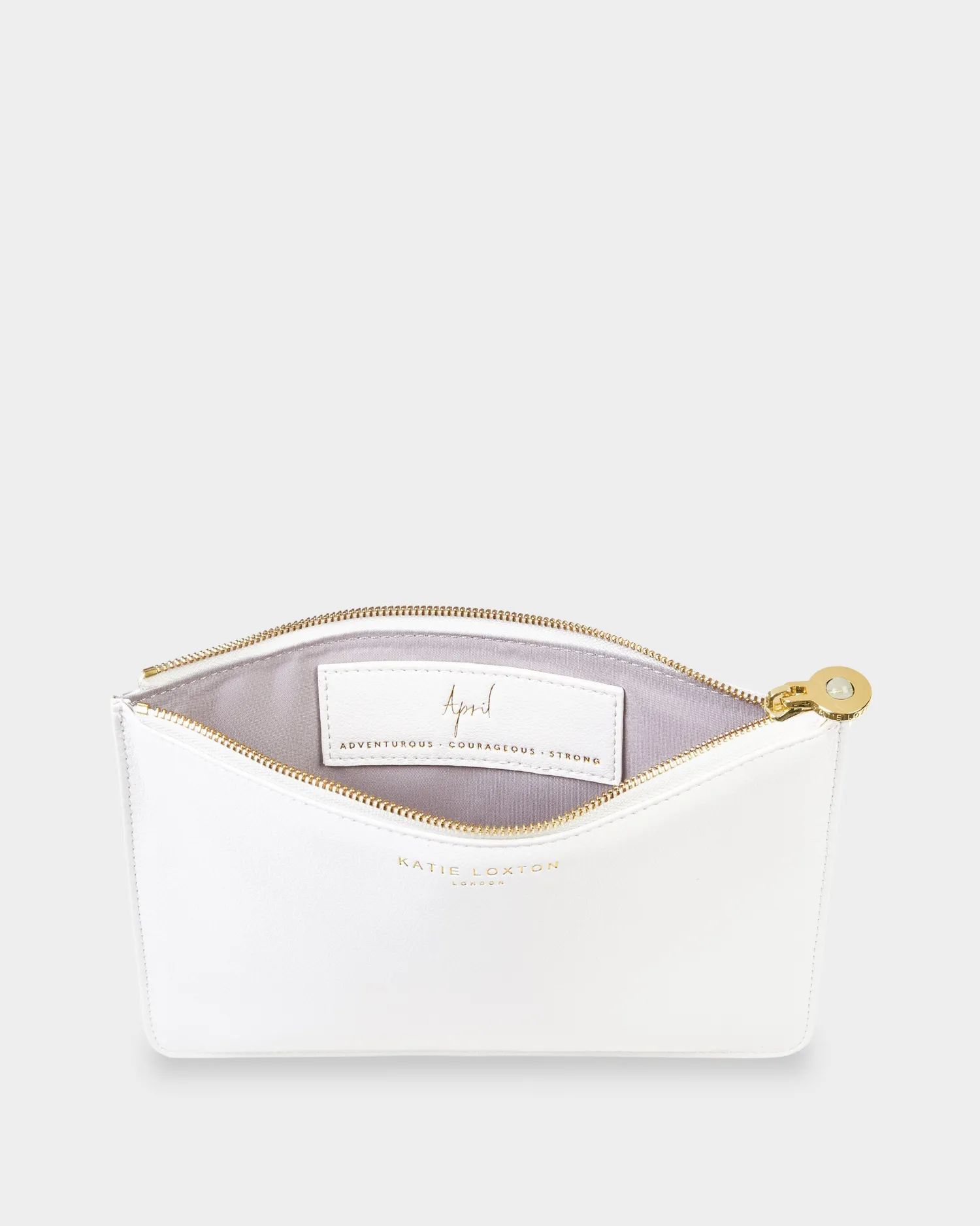 Katie Loxton Birthstone Perfect Pouch '' Rock Crystal White April Clearance