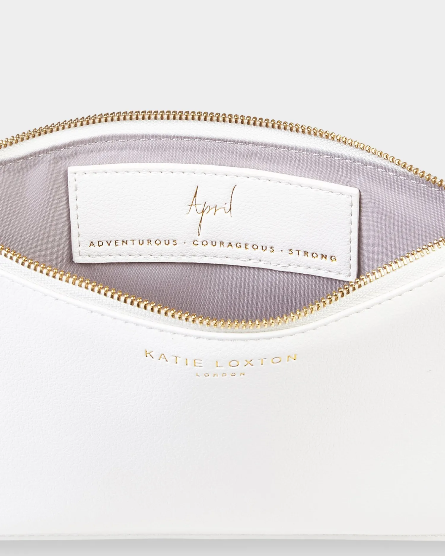 Katie Loxton Birthstone Perfect Pouch '' Rock Crystal White April Clearance