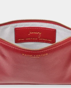Katie Loxton Birthstone Perfect Pouch '' Garnet in Dark Red January New