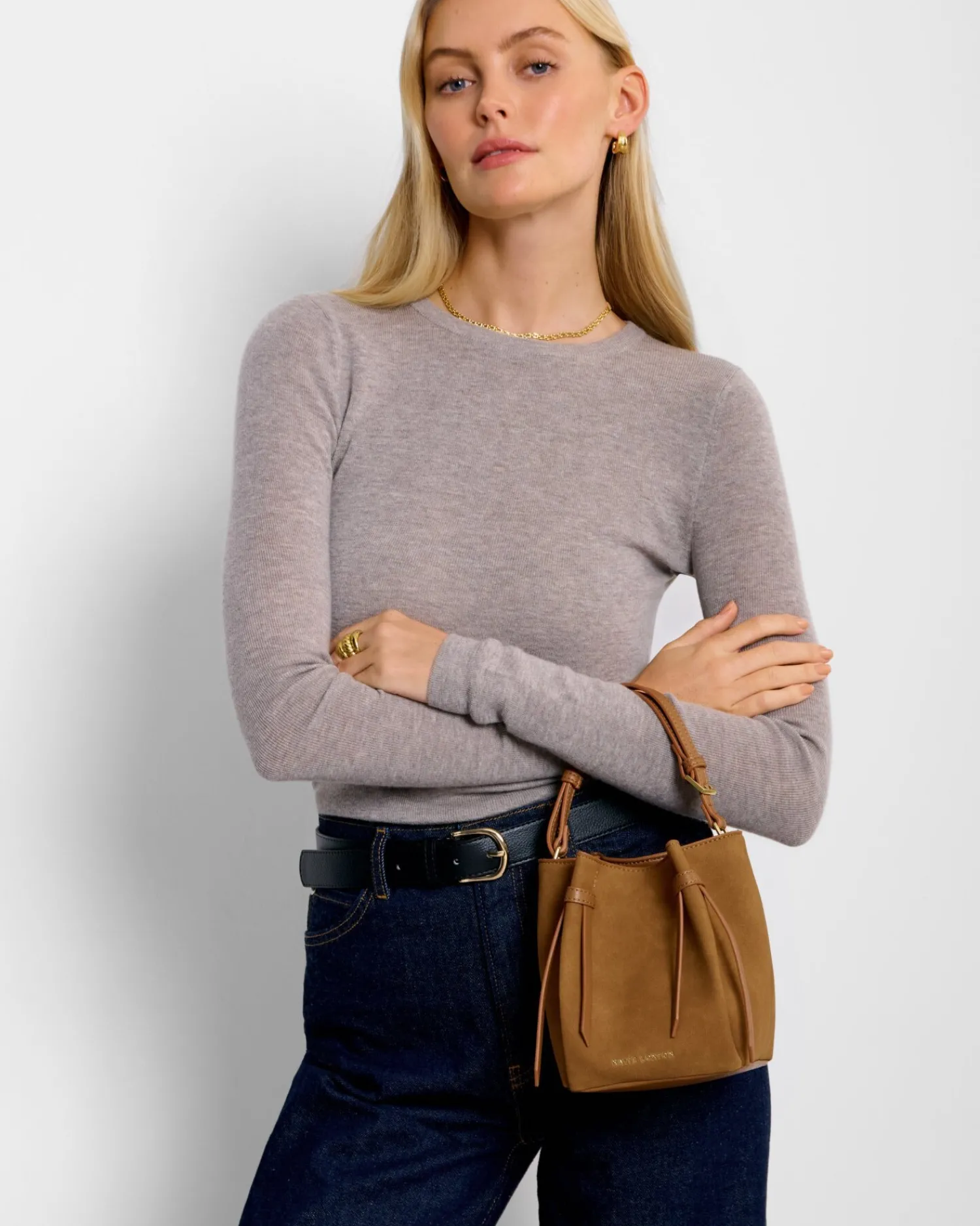 Katie Loxton Celina Mini Suedette Bucket Bag Caramel Discount