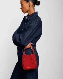 Katie Loxton Celina Mini Suedette Bucket Bag Red