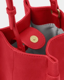 Katie Loxton Celina Mini Suedette Bucket Bag Red