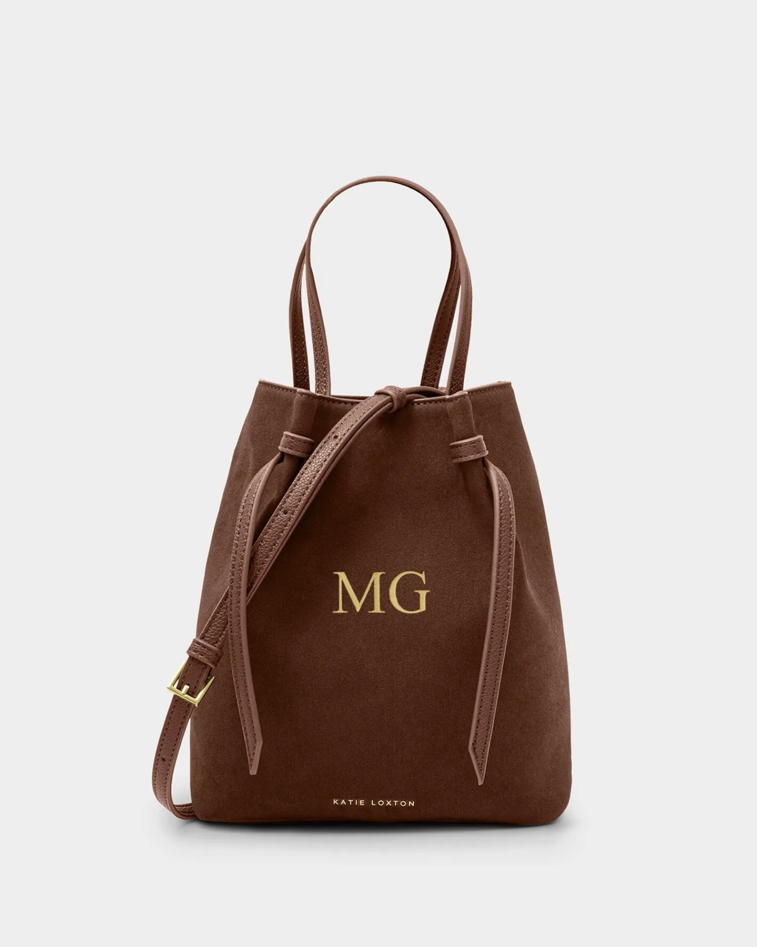Katie Loxton Celina Suedette Bucket Bag Dark Chocolate