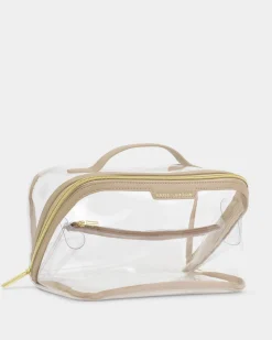 Katie Loxton Clear Large Makeup & Wash Bag Light Taupe Online