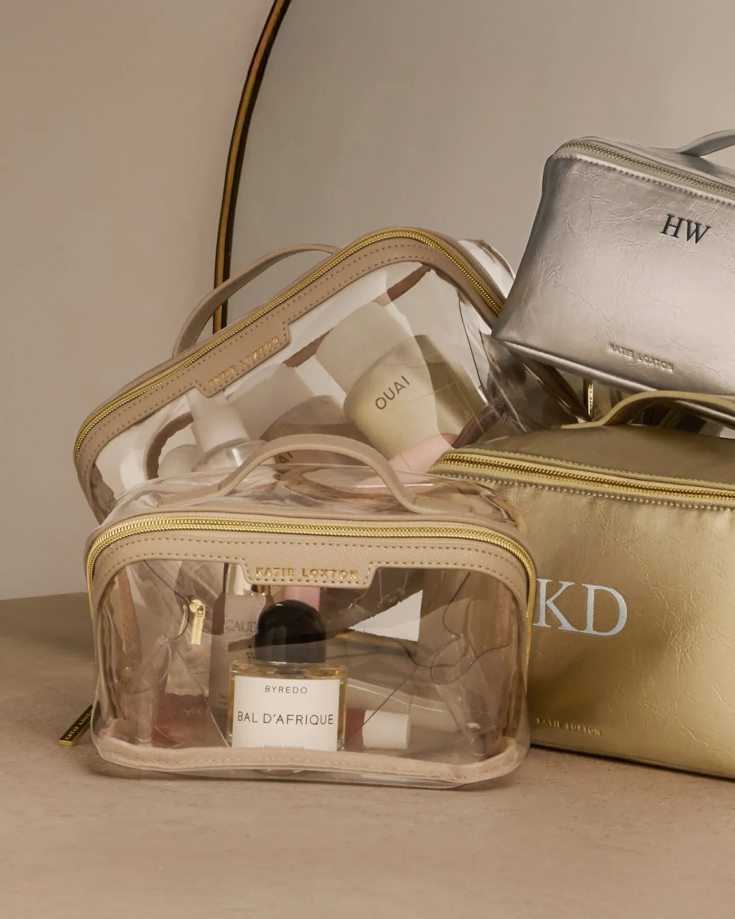 Katie Loxton Clear Medium Makeup & Wash Bag Light Taupe Online
