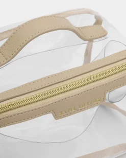 Katie Loxton Clear Medium Makeup & Wash Bag Light Taupe Online