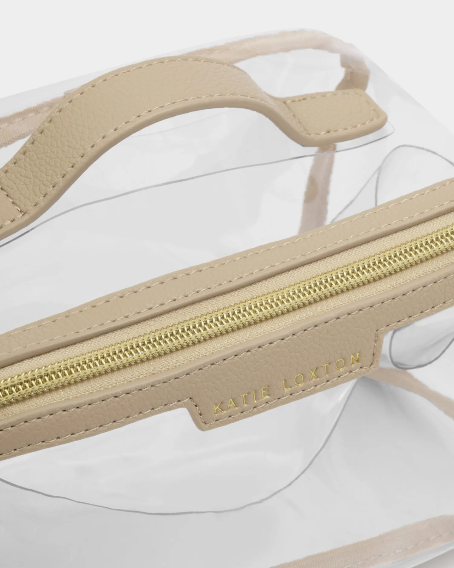 Katie Loxton Clear Medium Makeup & Wash Bag Light Taupe Online