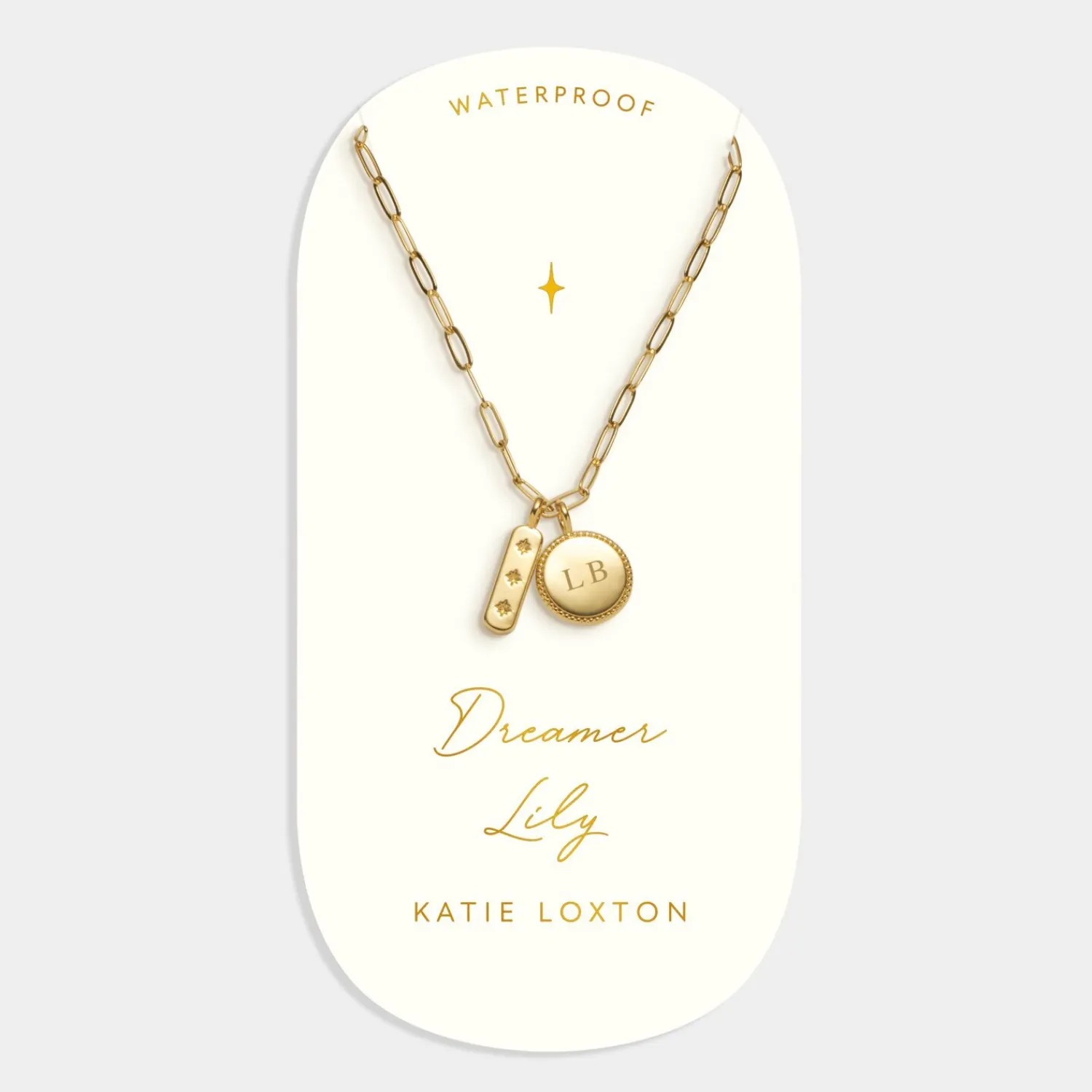 Katie Loxton ' Waterproof Gold Charm Necklace Dreamer