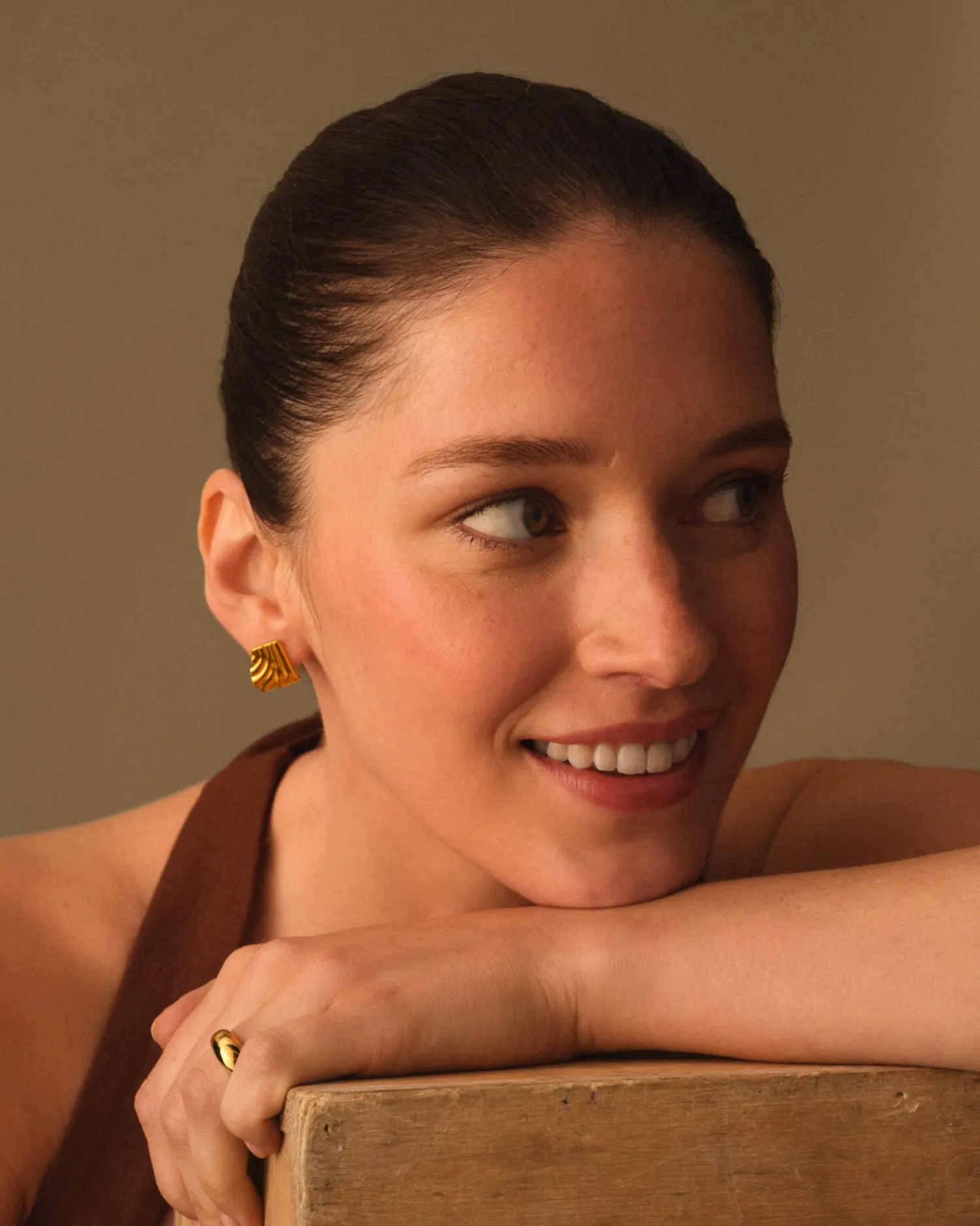 Katie Loxton Era Waterproof Gold Oversized Stud Earrings Clearance