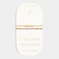 Katie Loxton ' Waterproof Gold Birthstone Bracelet February