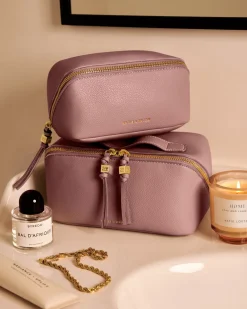 Katie Loxton Fold-Out Mirror Makeup Bag Deep Rose Hot