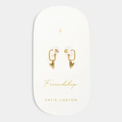Katie Loxton Friendship' Waterproof Gold Heart Hoop Earrings Clearance