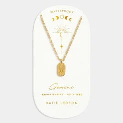 Katie Loxton Gemini' Waterproof Gold Zodiac Necklace 21st May 20th Jun Online