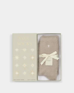 Katie Loxton Gift Boxed Fluffy Socks Taupe Online