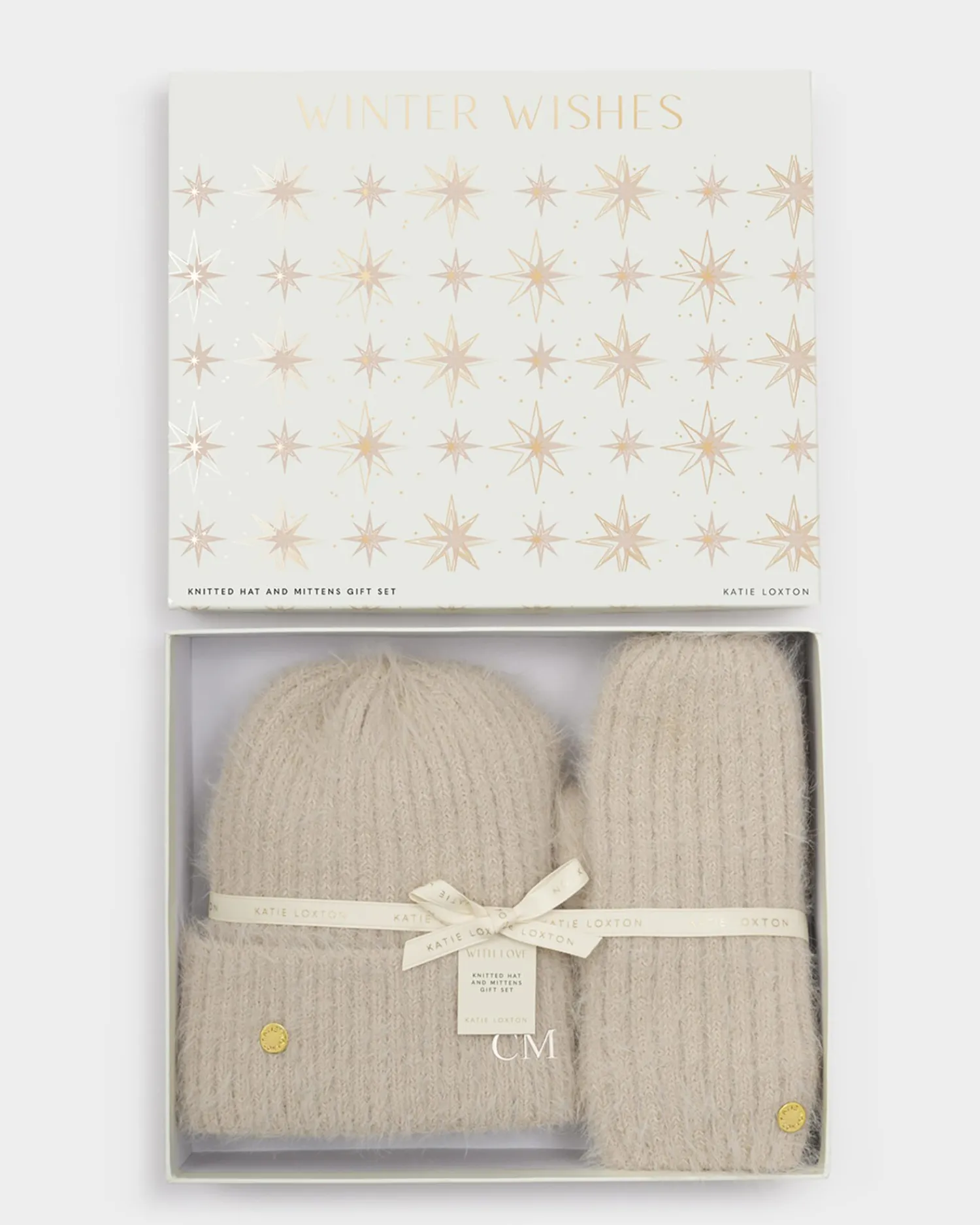 Katie Loxton Gift Boxed Hat & Mittens Set Taupe Hot