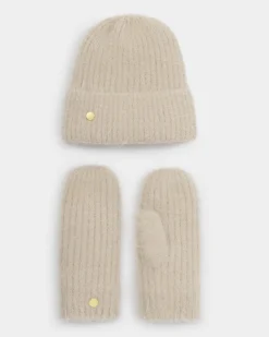 Katie Loxton Gift Boxed Hat & Mittens Set Taupe Hot