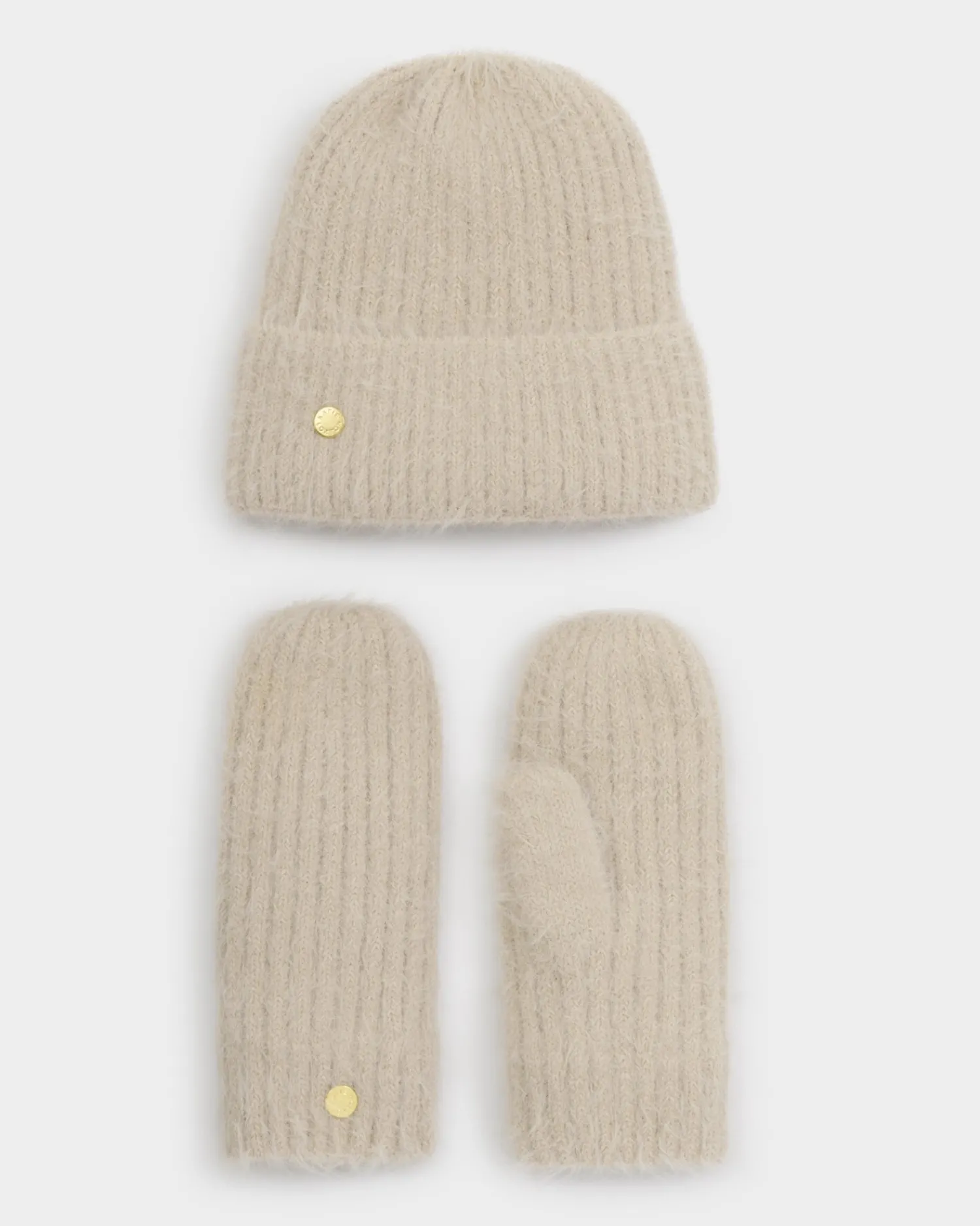 Katie Loxton Gift Boxed Hat & Mittens Set Taupe Hot
