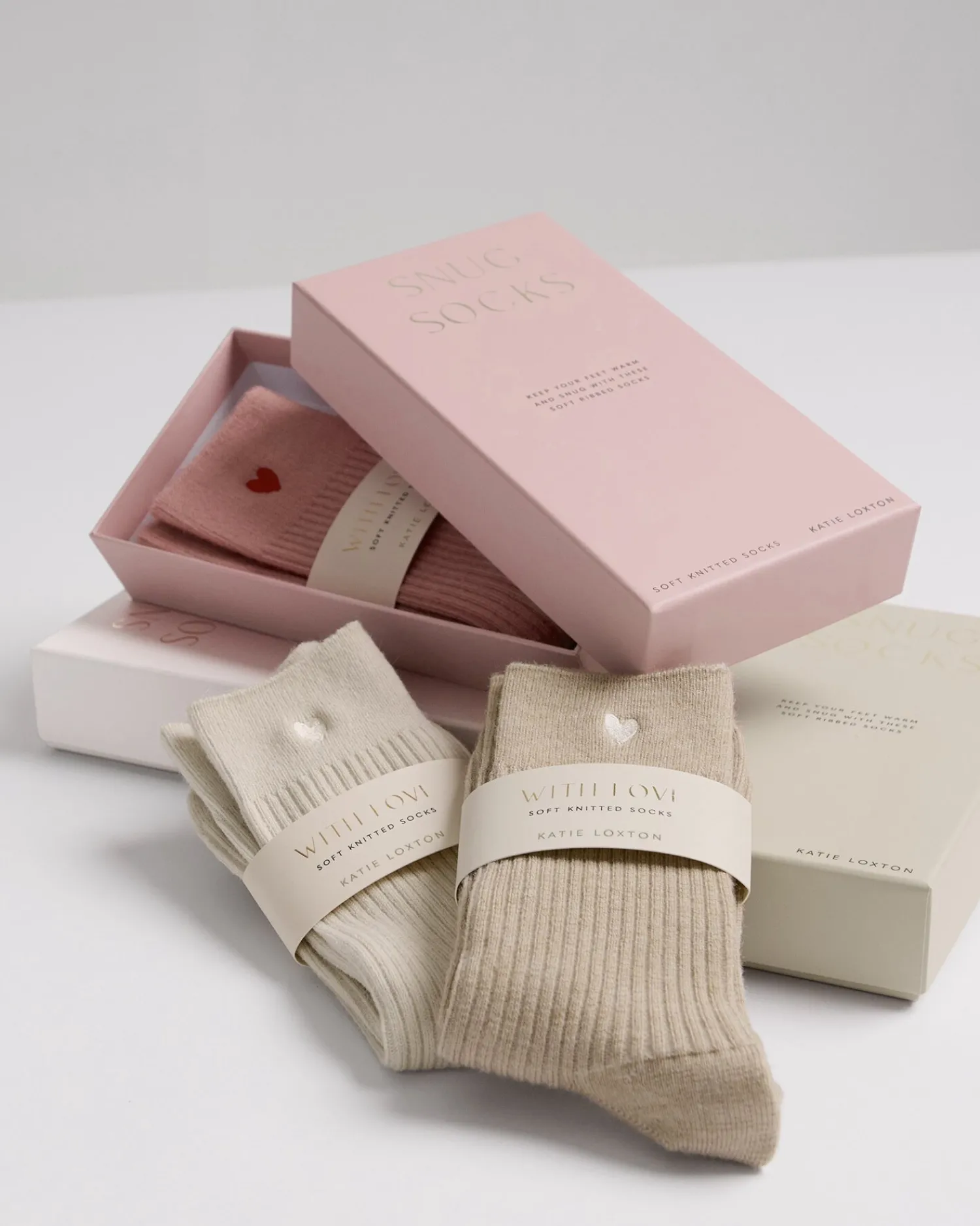 Katie Loxton Gift Boxed Heart Socks Blush Pink Outlet