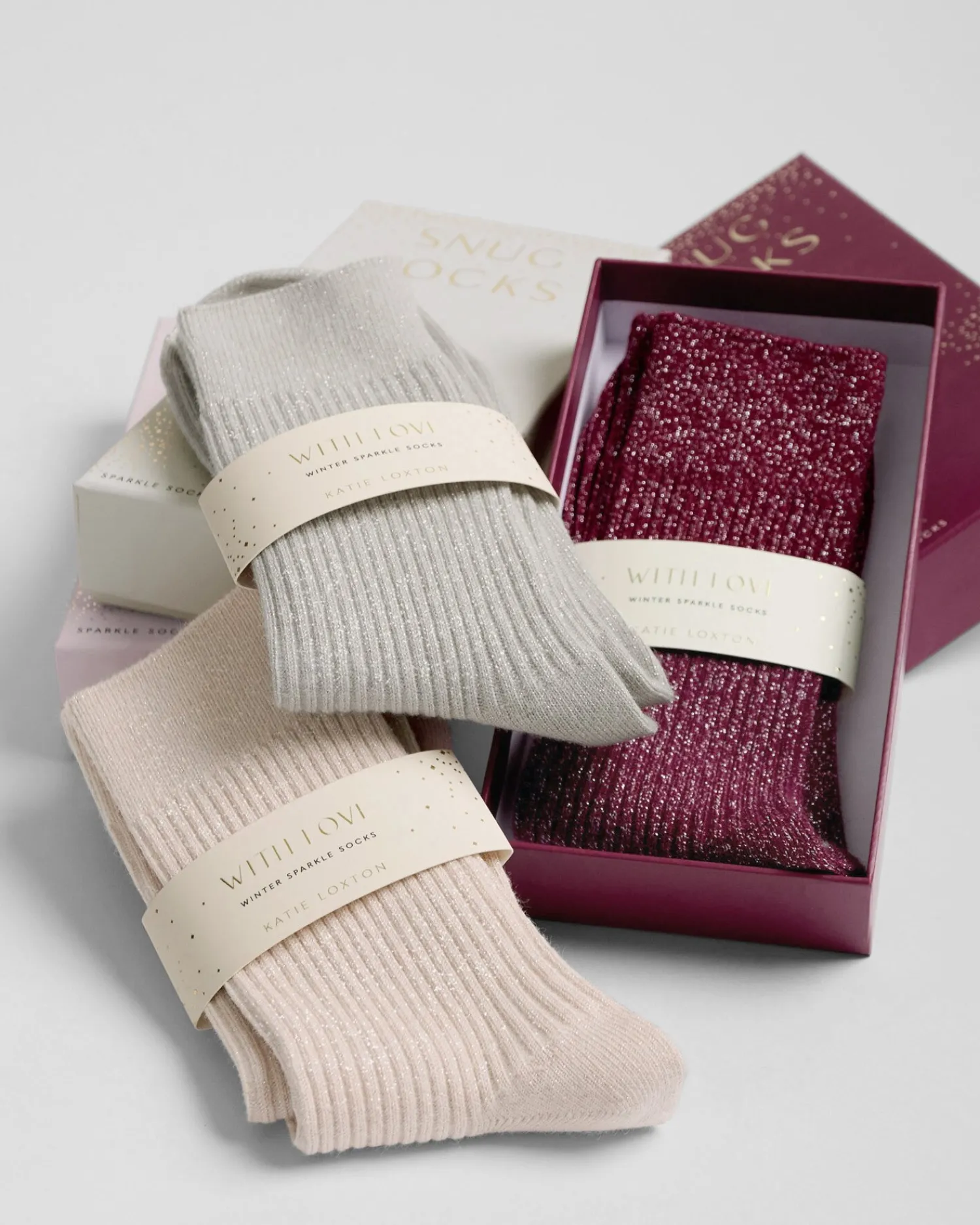 Katie Loxton Gift Boxed Sparkle Socks Pink Sale