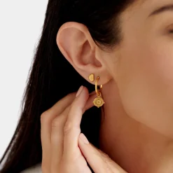 Katie Loxton Happiness' Waterproof Gold Antique Coin Hoop Earrings Best