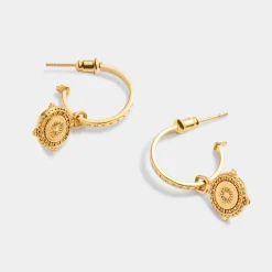 Katie Loxton Happiness' Waterproof Gold Antique Coin Hoop Earrings Best
