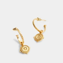 Katie Loxton Happiness' Waterproof Gold Antique Coin Hoop Earrings Best