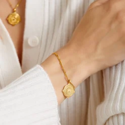 Katie Loxton Happiness' Waterproof Gold Antique Coin Bracelet Sale