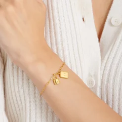 Katie Loxton ' Waterproof Gold Charm Bracelet Inner Strength Clearance