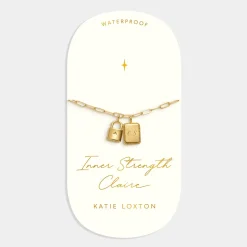 Katie Loxton ' Waterproof Gold Charm Bracelet Inner Strength Clearance