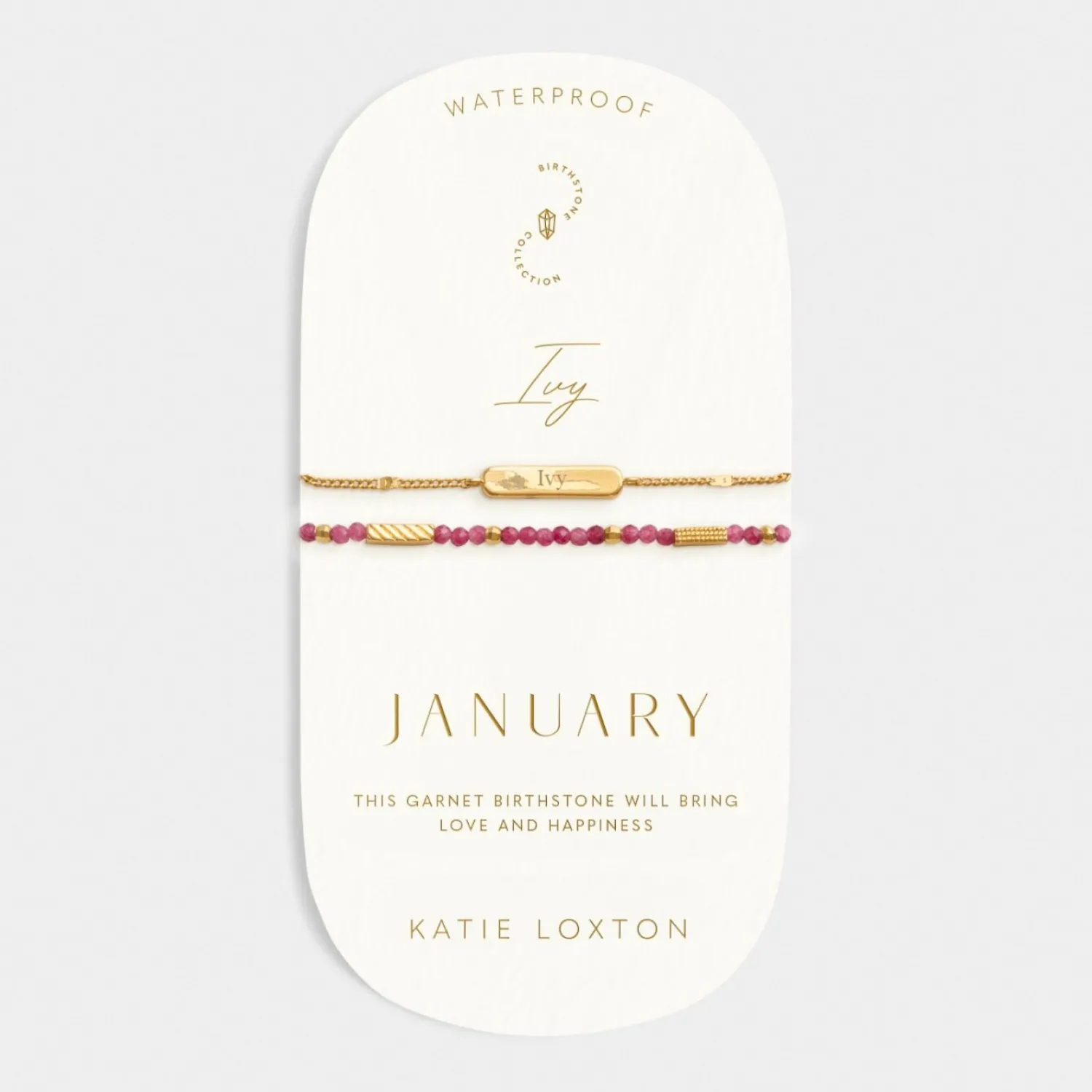 Katie Loxton ' Waterproof Gold Birthstone Bracelet January Outlet