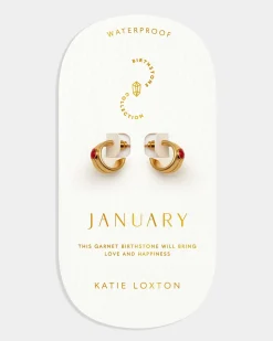Katie Loxton ' Waterproof Gold Birthstone Hoop Earrings January